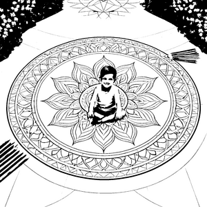Meditatives Mandala: Ein Ausmalbild für kleine Künstler