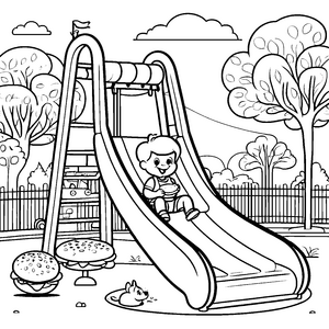 Hamburger Spielplatz: Ein lustiges Ausmalbild für Kinder
