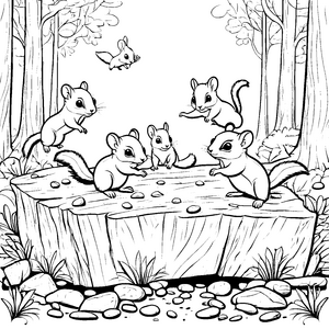Flaughörnchen Babys im Wald: Ein süßes Ausmalspiel