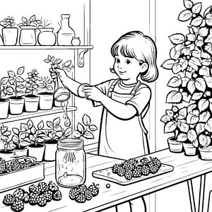 Die Himbeeren-Ernte: Ein süßes Ausmalspiel für Kinder