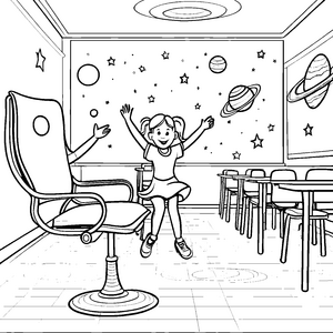 Mein Drehstuhl im Planeten-Klassenzimmer zum Ausmalen