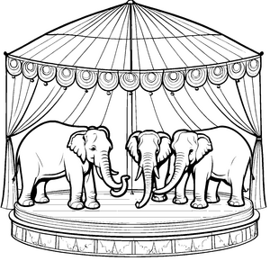 Elefanten im Zirkus: Ein Ausmalspaß für Kinder