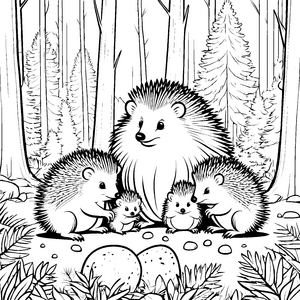 Stachelschwein-Babys im Wald: Ein Ausmalspaß für Kinder