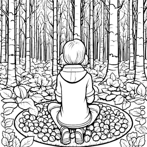Haselnüsse im Wald: Ein gemütlicher Tag zum Ausmalen