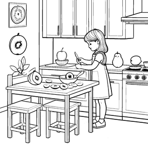 Kiwis in der Küche: Ein süßes Ausmalspiel für Kinder