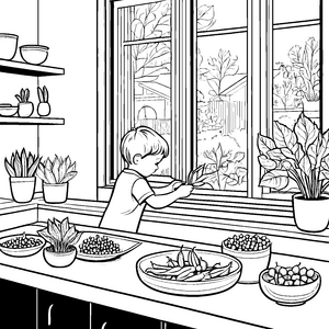 Okra Pflanzen: Ein kinderfreundliches Gartenausmalbild mit Erntepracht