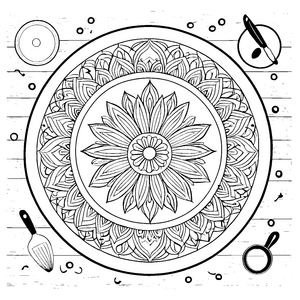 Zauberhaftes Blumenmandala zum Ausmalen für Kinder