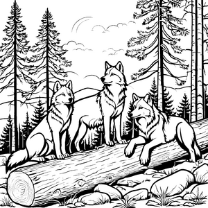 Wölfe im Wald: Ein spannendes Ausmalbild für Kinder