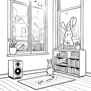 Musikalische Farbenpracht: Das Kaninchen und der Lautsprecher malen