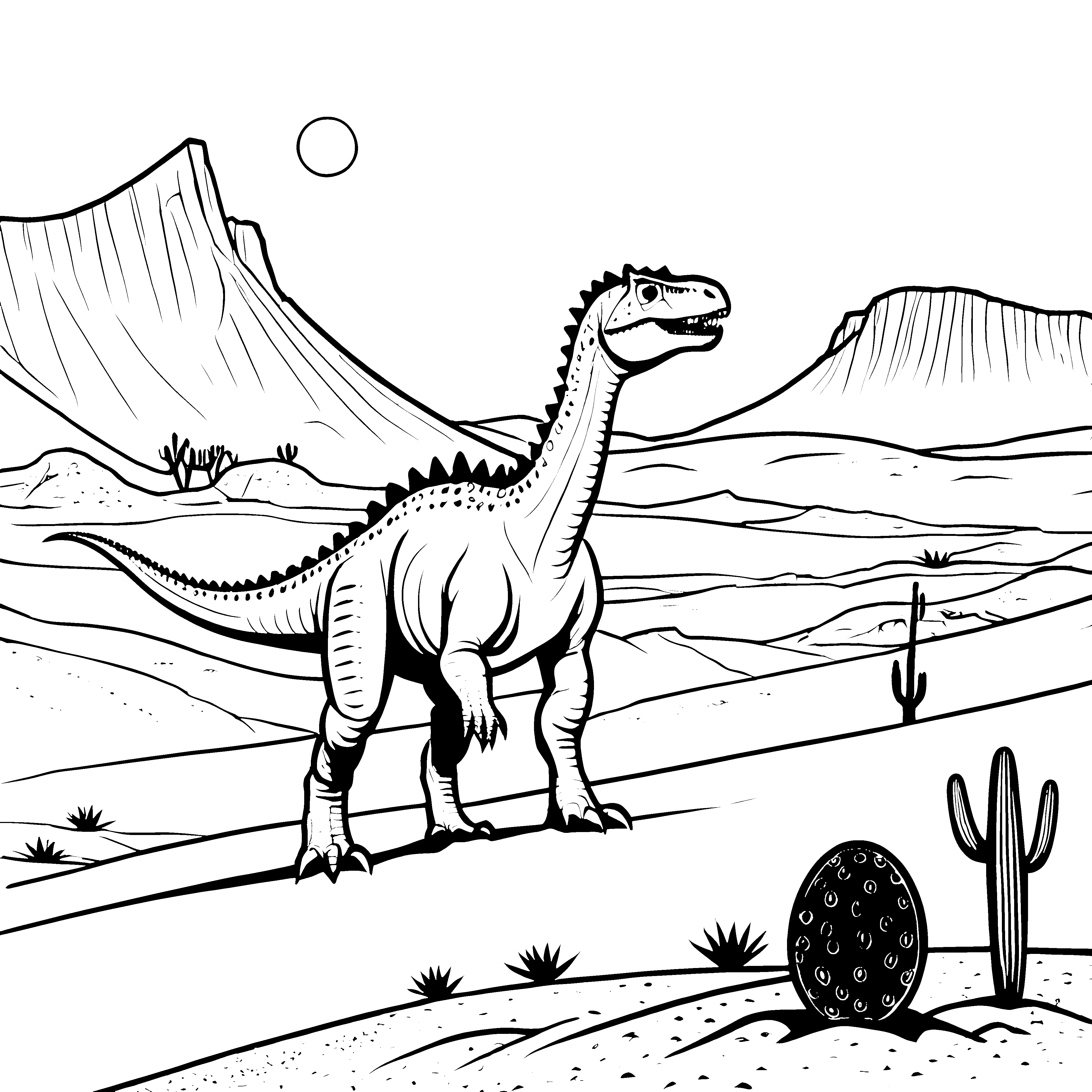 Carnotaurus im prähistorischen Land: Ein Ausmalspaß für Kinder