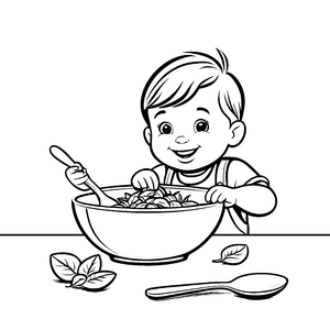Malabarspinat essen: Ein lustiges Ausmalbild für Kinder
