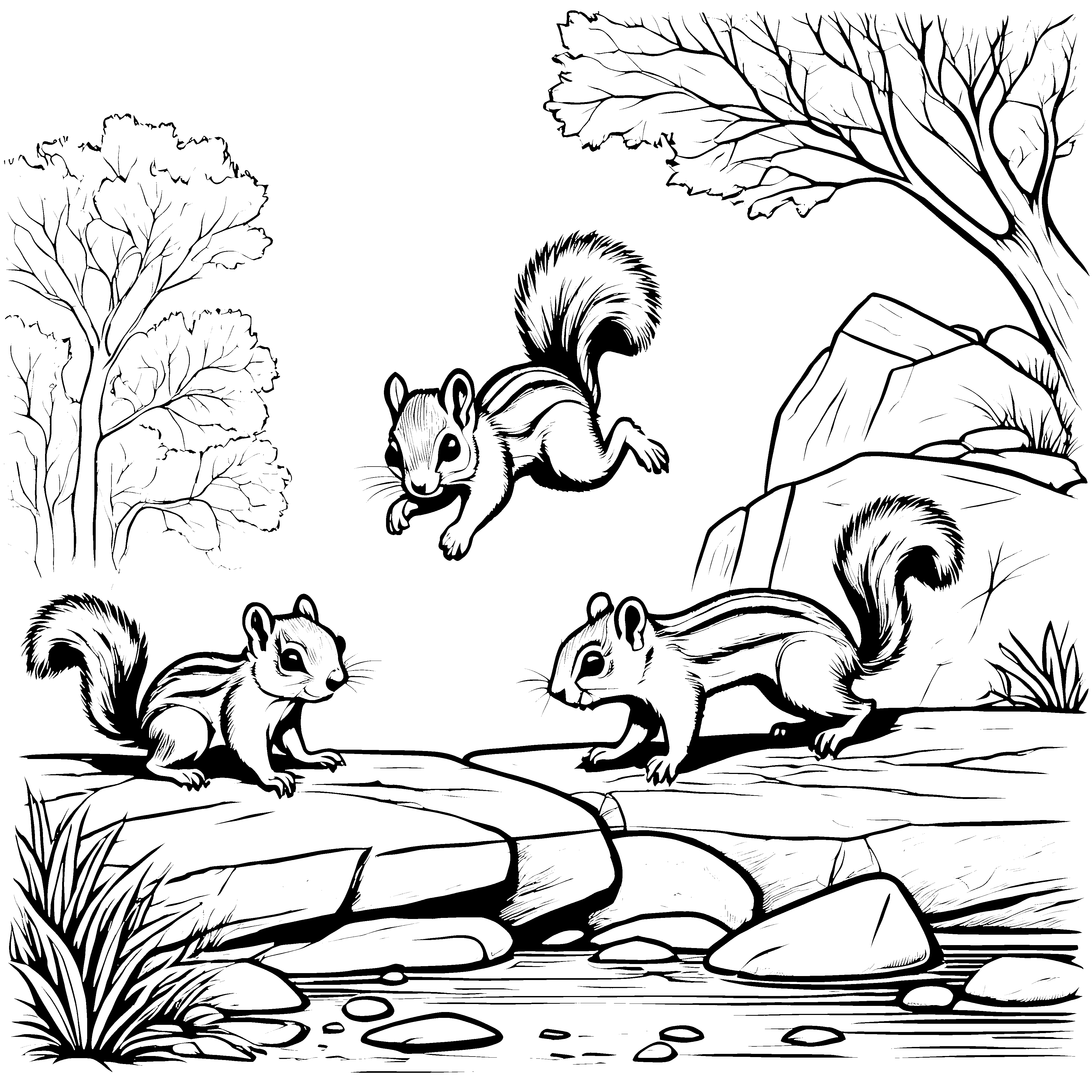 Flaughörnchen Babys im Wald: Ein süßes Ausmalspiel