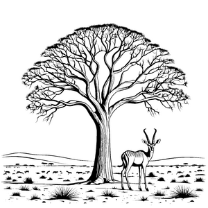 Gazelle am Baum: Ein Ausmalspaß für Kinder