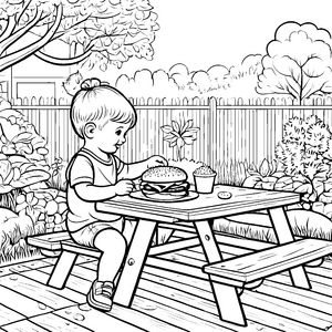 Mein Hamburger Picknick im Garten zum Ausmalen