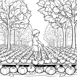 Herbstliche Kürbisernte: Ein Ausmalbild vom Feld