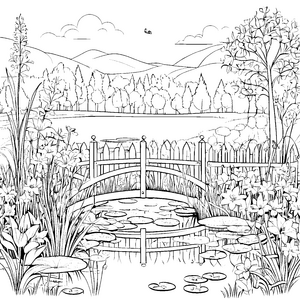 Malspaß bei Zäunen am Teich mit Blumenpracht