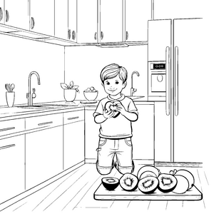 Kiwis in der Küche: Ein süßes Ausmalspiel für Kinder