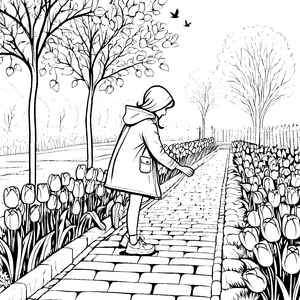 Spaziergang durch die bunten Tulpenfelder am gemauerten Weg