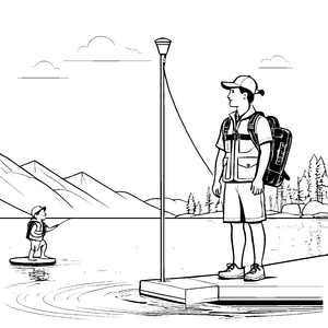 Rettungsschwimmer am Strand: Ein großes Ausmalbild für Kinder