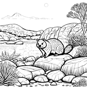 Quokkas am Ufer: Ein Ausmalspaß in der Natur