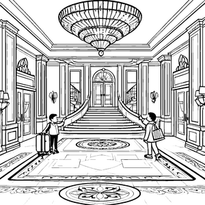 Das große Hotel: Eine prunkvolle Lobby zum Ausmalen