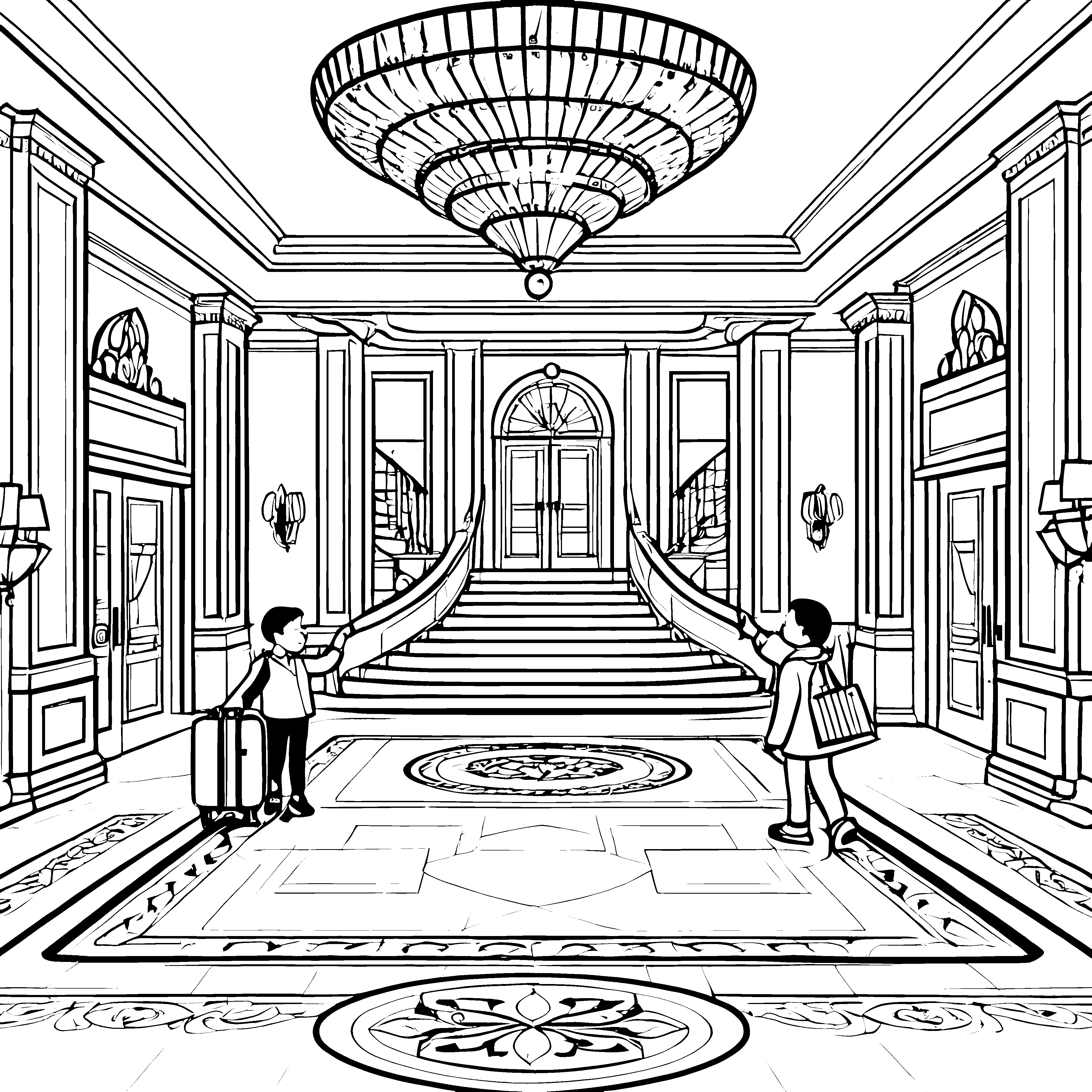 Das große Hotel: Eine prunkvolle Lobby zum Ausmalen