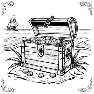 Die geheimnisvolle Piratenschatztruhe zum Ausmalen für Kinder