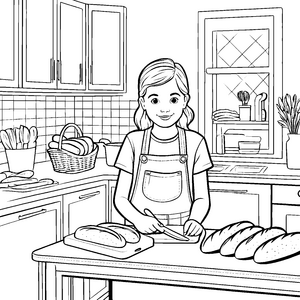 Baguette backen: Ein lustiges Ausmalspiel für Kinder