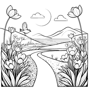 Vögel zwischen Tulpen: Ein malerischer Weg durch die Blütenwiese