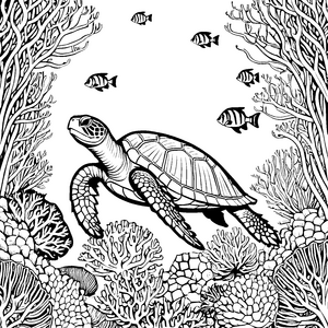 Majestätische Schildkröte im Korallenriff Bastelmotiv für neugierige Wasserforscher