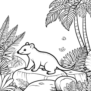 Neugieriges Ameisenbär-Jungtier auf Stein Ausmalbild für kleine Dschungelfreunde