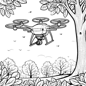 Abenteuerliche Drohne im Wald Malbild für mutige Waldläufer