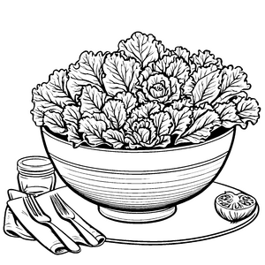 Frischer Batavia-Salat in der Schüssel Malvorlage für Salatliebhaber