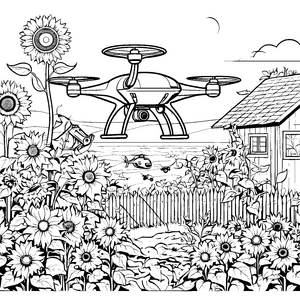 Spektakuläre Drohne über Sonnenblumen Malbild für verträumte Gartenfreunde
