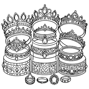Prachtvolle Tiaras mit Edelsteinen Malbild für malfreudige Prinzessinnen