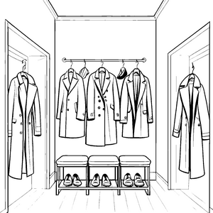 Stilsicherer Herrenmäntel-Ausstellungsraum Bastelmotiv für Kleiderfreunde