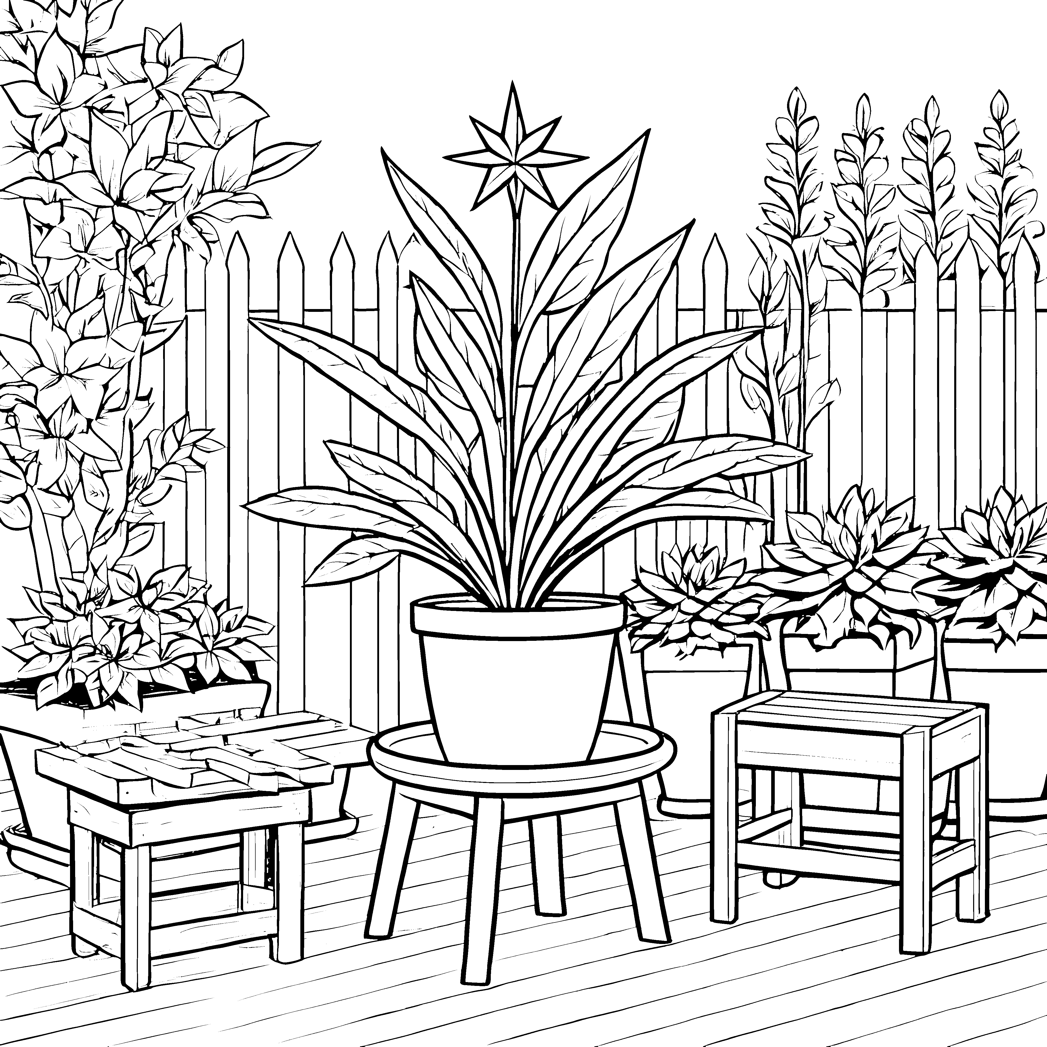 Prachtvoller Weihnachtsstern auf Terrasse Bastelmotiv für Gartenfreunde