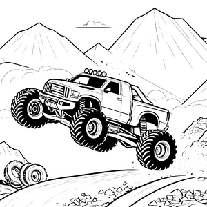 Wilder Monstertruck in den Bergen Bastelvorlage für verträumte Bergfahrer