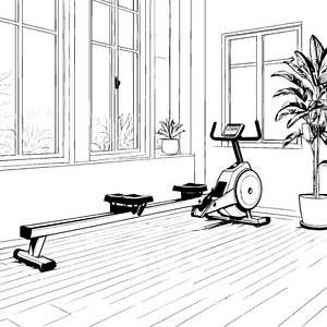 Modernes Rudergerät im Fitnessraum Bastelmotiv für mutige Sportler