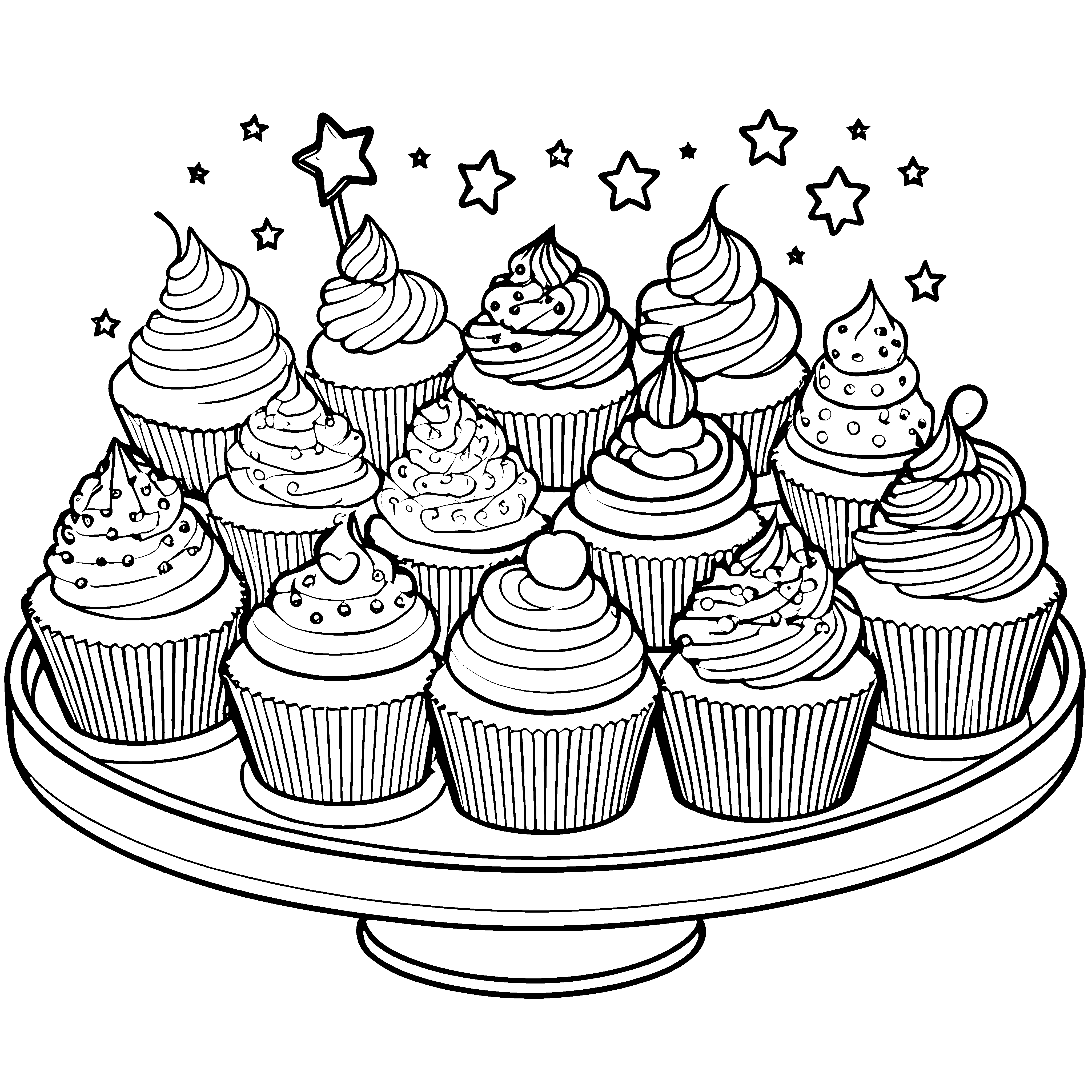 Festliche Cupcakes mit Sternen Bastelmotiv für Naschfreunde