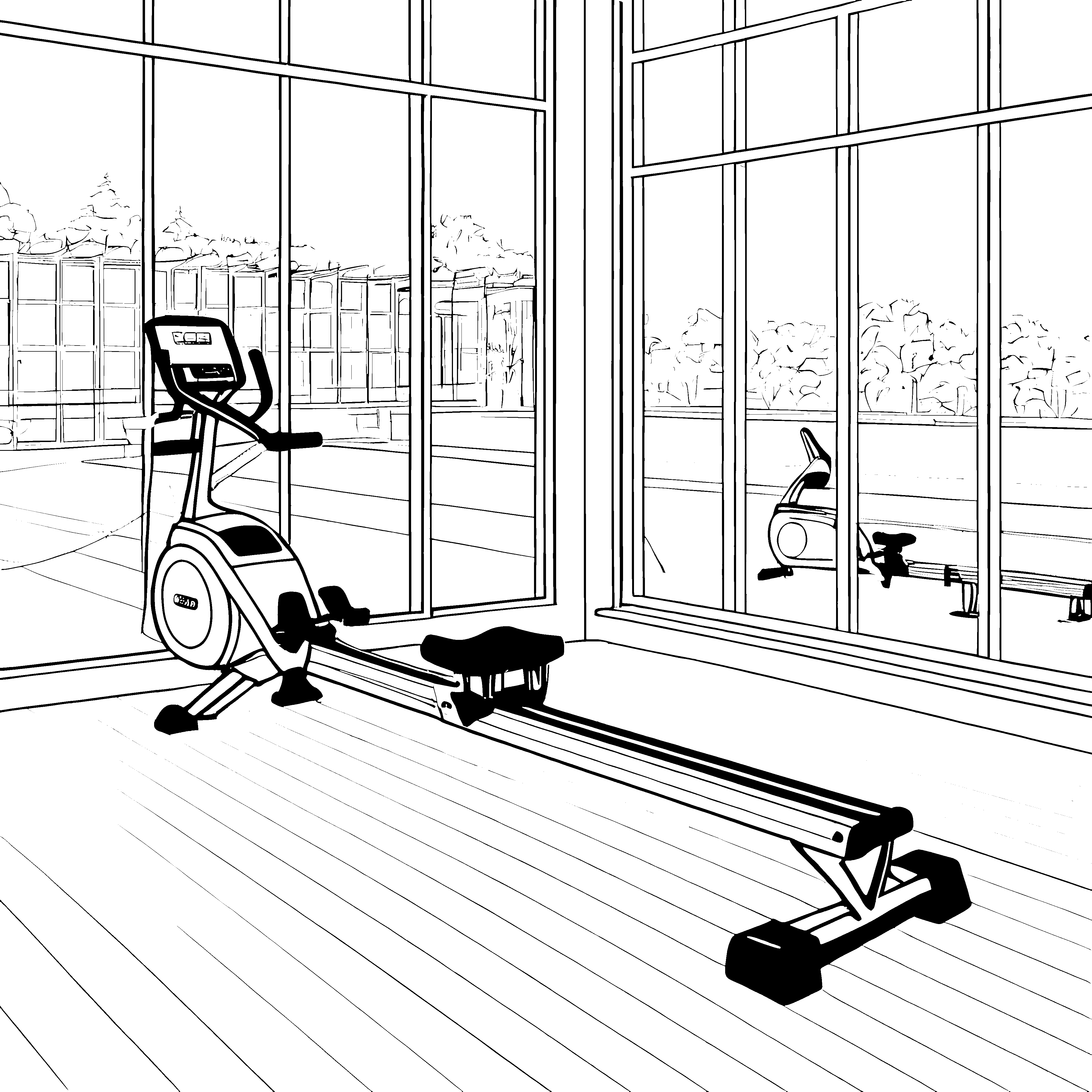 Modernes Rudergerät im Fitnessstudio Malvorlage für Sportbegeisterte