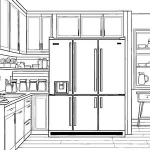 Moderner Kühlschrank mit Wasserspender Ausmalbild für mutige Küchenfreunde