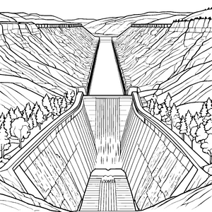 Beeindruckender Staudamm in Berglandschaft Malbild für neugierige Wasserforscher