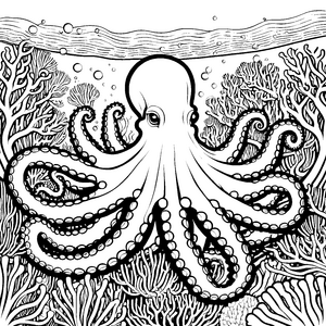 Prachtvoller Oktopus bei Korallen Bastelmotiv für kreative Meeresbewunderer