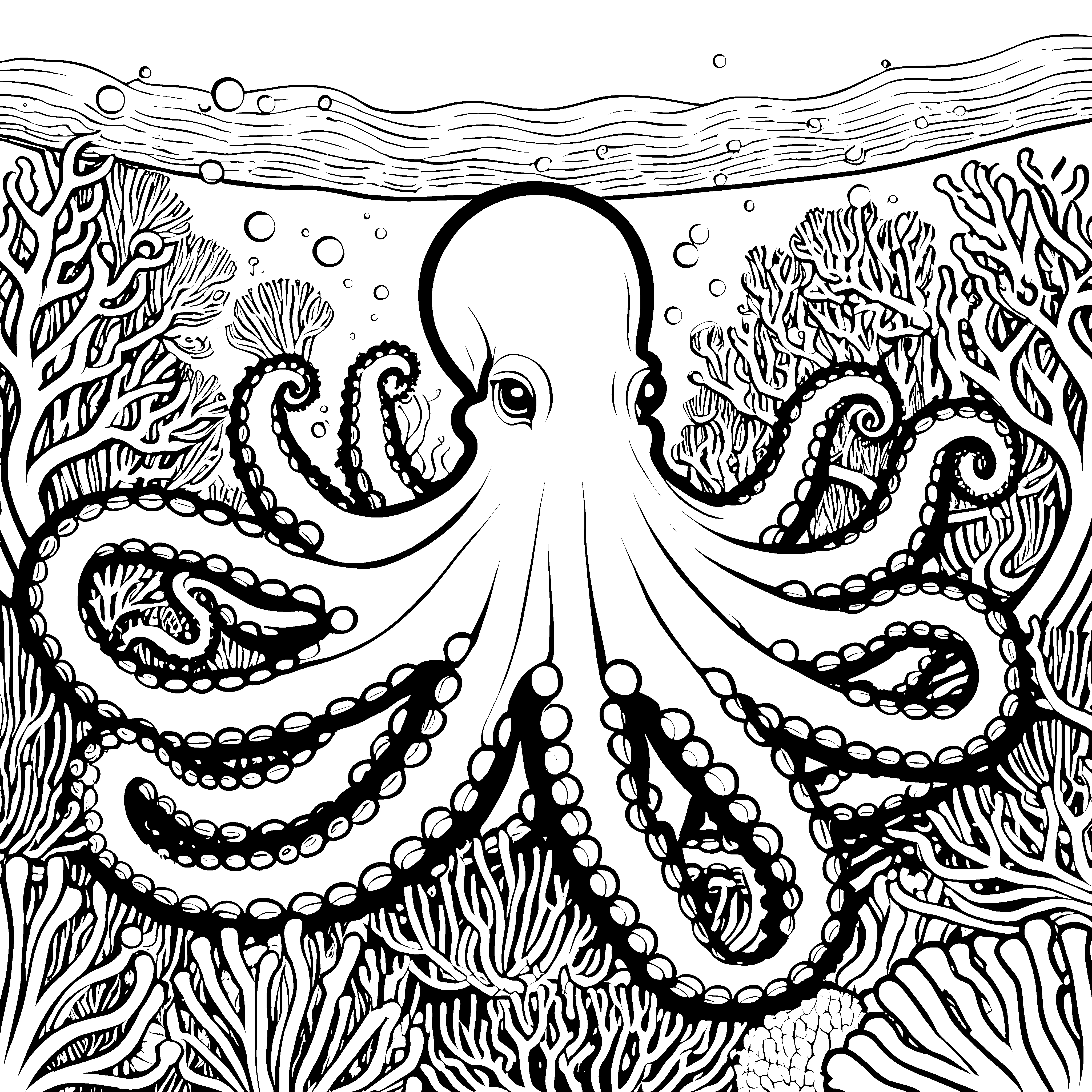 Prachtvoller Oktopus bei Korallen Bastelmotiv für kreative Meeresbewunderer