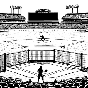 Spektakuläres Baseballspiel im Stadion: Malbild für Sportbegeisterte
