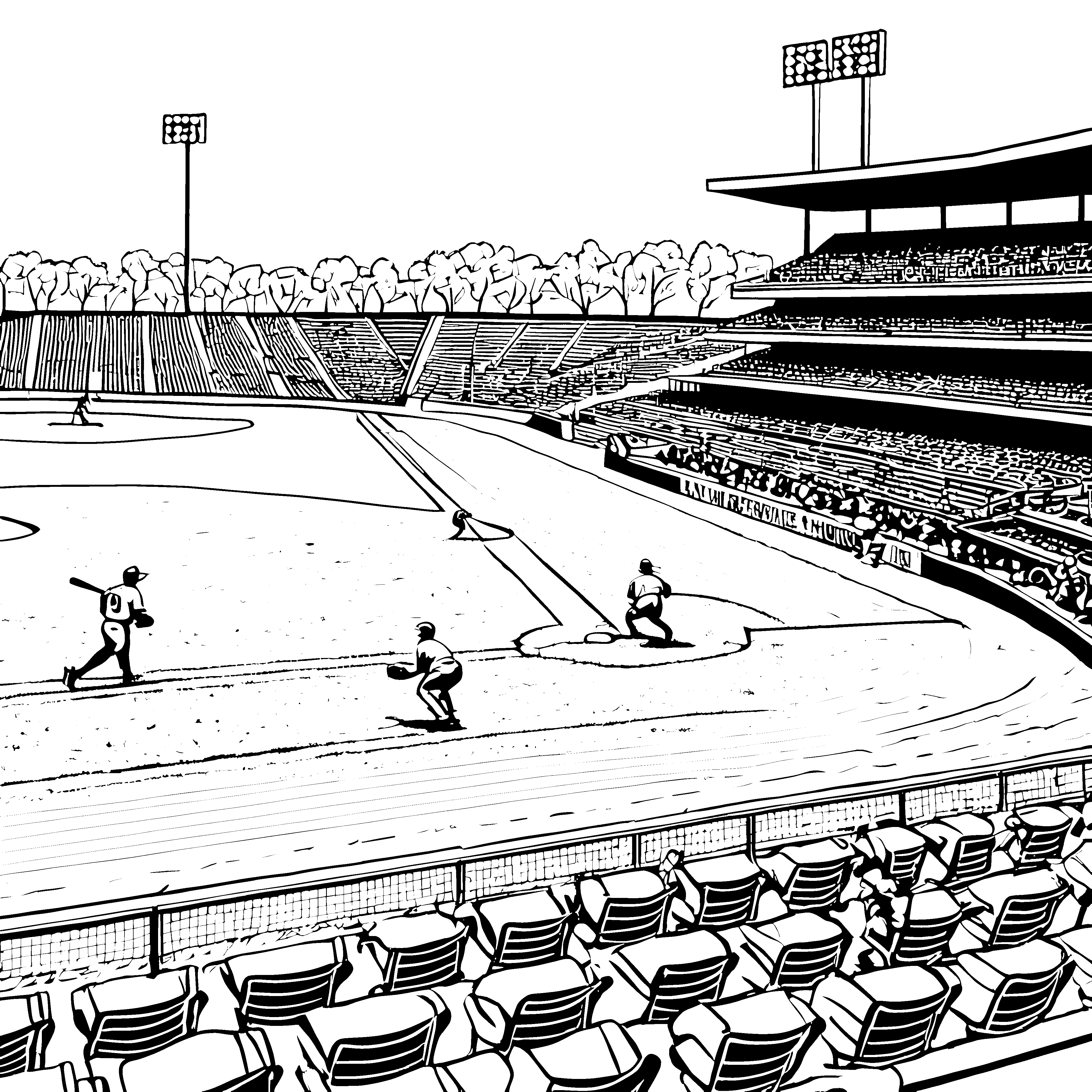 Spektakuläres Baseballstadion Malbild für malfreudige Sportfans
