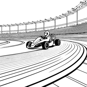 Rasanter Go-Kart auf der Rennstrecke Malvorlage für mutige Rennfahrer