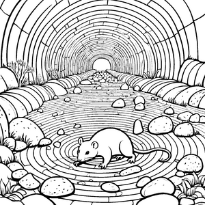 Mutige Nacktmulle im steinigen Tunnel Malvorlage für kleine Höhlenforscher