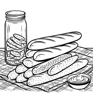 Frisch gebackene Baguettes mit Creme Bastelmotiv für Brotfreunde